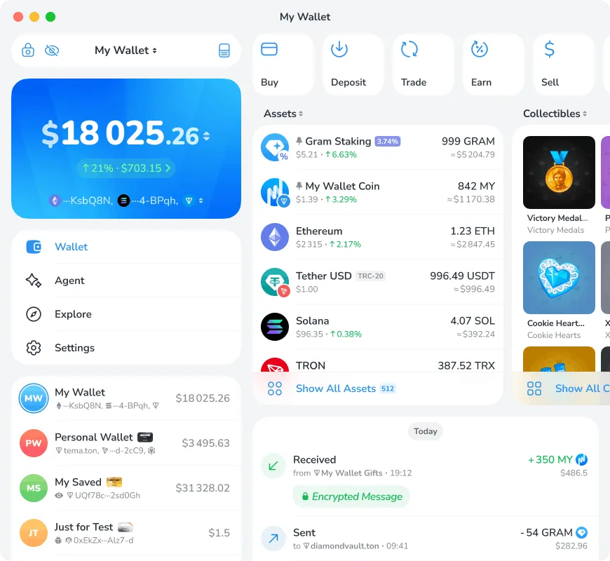 My Wallet desktop app (demo data)